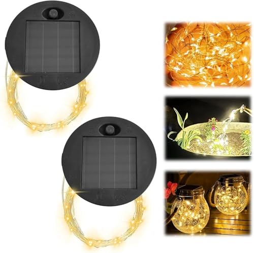 2 Stück Solarleuchten Ersatzteile 7cm, Ersatz Solarmodul für Gartenleuchte LED Warmweiß Licht Wasserfest Solar Ersatzdeckel Ersatz Solarlampen für Außen Solar Ersatzdeckel von Timasser