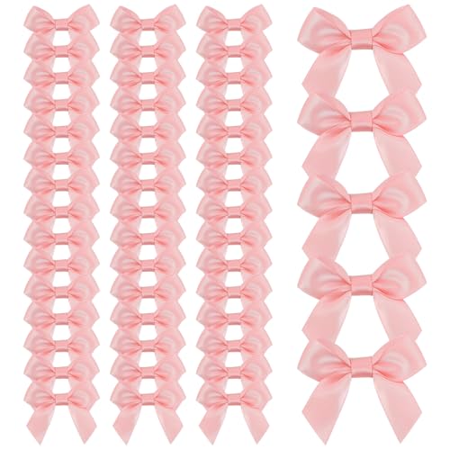 50 Stück Kleine Schleifen, Mini Schleife Rosa Und Rot DIY Handwerk Kleine Schleifen Zum Aufkleben Geschenkschleifen Selbstklebend Satinschleifen Schleife Deko (A) von Timasser