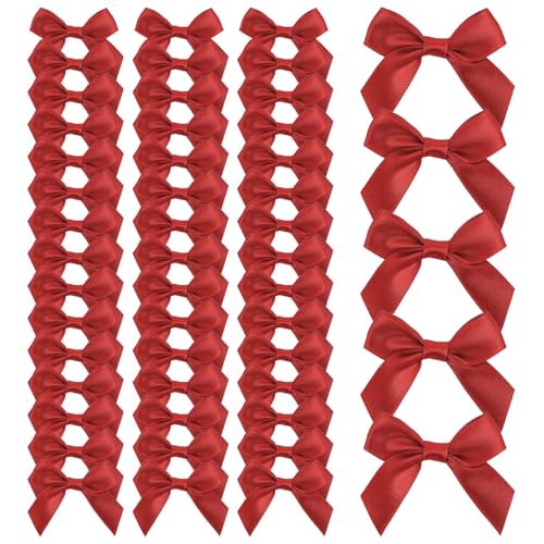 50 Stück Kleine Schleifen, Mini Schleife Rosa Und Rot DIY Handwerk Kleine Schleifen Zum Aufkleben Geschenkschleifen Selbstklebend Satinschleifen Schleife Deko (B) von Timasser