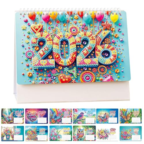 Diamond Painting Kalender 2026, Diamond Art Painting Tischkalender Diamantmalerei Tischkalender zum Aufstellen 12 Monatskalender Diamant Malerei Weihnachten Schreibtisch Kalender für Partygeschenk (A) Diamond Painting Kalender 2026, Diamond Art Painting Tischkalender Diamantmalerei Tischkalender zum Aufstellen 12 Monatskalender Diamant Malerei Weihnachten Schreibtisch Kalender für Partygeschenk (A) von Timasser