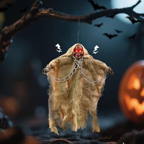 Halloween Deko Geist, Halloween Hängende Geister mit Kette Horror Deko Blinkender Horror Spooky Scary Skeletons mit Horror Sound für Spukhaus Requisite Innen und Außendekoration Partyzubehör (Orange) Halloween Deko Geist, Halloween Hängende Geister mit Kette Horror Deko Blinkender Horror Spooky Scary Skeletons mit Horror Sound für Spukhaus Requisite Innen und Außendekoration Partyzubehör (Orange) von Timasser