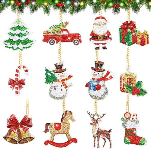 Timasser Diamond Painting Weihnachten Anhänger 12 Stück Doppelseitiger DIY Set - Adventskalender Diamond Painting 2025 Winter Bastelset Weihnachten Kinder Schmuck mit Weihnachtskarten Motiven Timasser Diamond Painting Weihnachten Anhänger 12 Stück Doppelseitiger DIY Set - Adventskalender Diamond Painting 2025 Winter Bastelset Weihnachten Kinder Schmuck mit Weihnachtskarten Motiven von Timasser