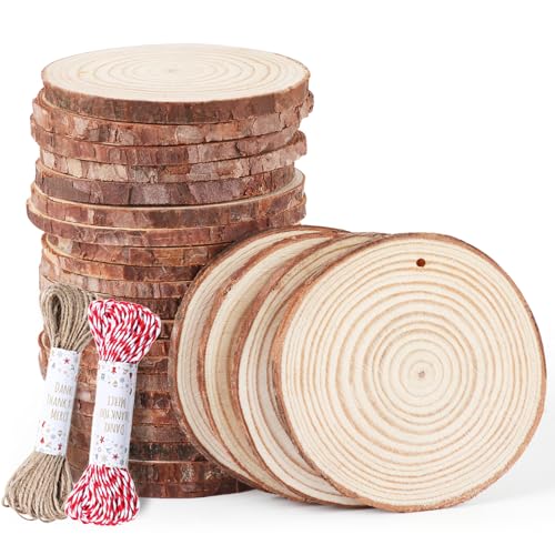 Timburst Holzscheiben 36 Stücke, 7-8cm Baumscheiben, Vorgebohrten LöChern Holzplatte Rund,Holz Scheiben Zum Basteln-20 M Seile für Tischdeko, Deko Hochzeit MittelstüCke Weihnachten Dekoration Timburst Holzscheiben 36 Stücke, 7-8cm Baumscheiben, Vorgebohrten LöChern Holzplatte Rund,Holz Scheiben Zum Basteln-20 M Seile für Tischdeko, Deko Hochzeit MittelstüCke Weihnachten Dekoration von Timburst