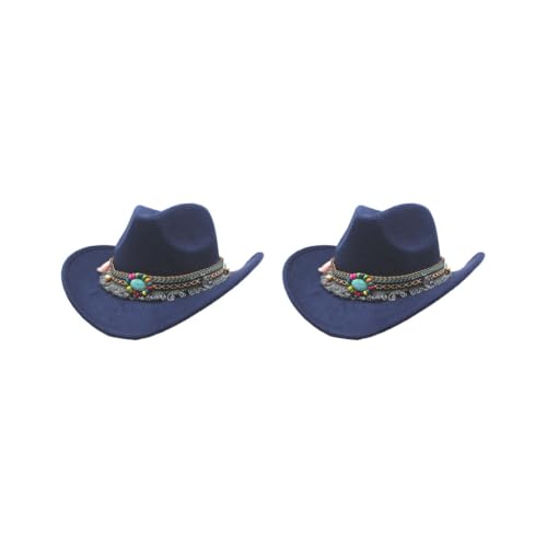 Timcryxient 2 Sets leichter und bequemer Jazz-Hut für Kinder, Mädchen, breite Anwendung, Polyester, Wolle, hohl, Western-Cowboyhut, Dunkelblau Timcryxient 2 Sets leichter und bequemer Jazz-Hut für Kinder, Mädchen, breite Anwendung, Polyester, Wolle, hohl, Western-Cowboyhut, Dunkelblau von Timcryxient