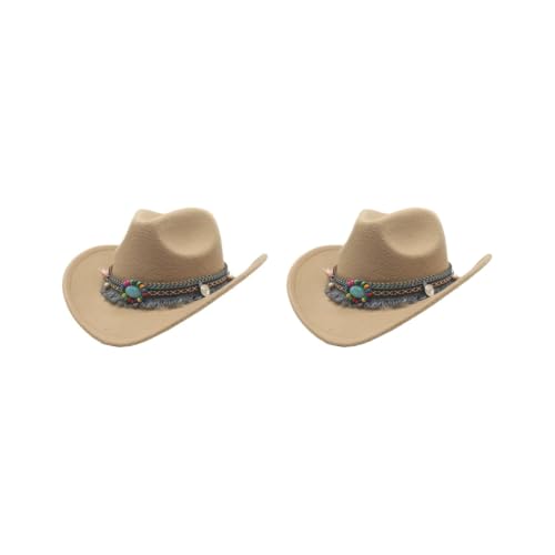 Timcryxient 2er-Set, leicht und bequem, für Kinder, Mädchen, Jazzes, breite Anwendung, Polyester, Wolle, hohl, Western-Cowboyhut, Hellbraun Timcryxient 2er-Set, leicht und bequem, für Kinder, Mädchen, Jazzes, breite Anwendung, Polyester, Wolle, hohl, Western-Cowboyhut, Hellbraun von Timcryxient