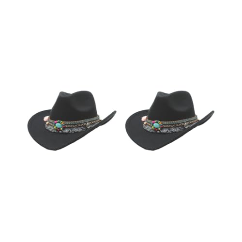 Timcryxient 2er-Set, leicht und bequem, für Kinder, Mädchen, Jazzes, breite Anwendung, Polyester, Wolle, hohl, Western-Cowboyhut, Schwarz Timcryxient 2er-Set, leicht und bequem, für Kinder, Mädchen, Jazzes, breite Anwendung, Polyester, Wolle, hohl, Western-Cowboyhut, Schwarz von Timcryxient