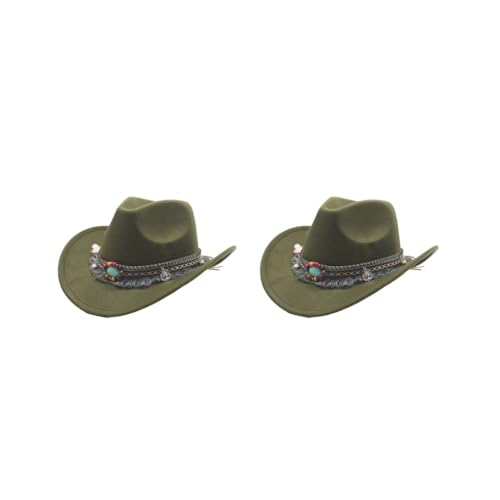 Timcryxient 2er-Set, leicht und bequem, für Kinder, Mädchen, Jazzes, breite Anwendung, Polyester, für Kinder, Wolle, hohl, Western-Cowboyhut, Grün Timcryxient 2er-Set, leicht und bequem, für Kinder, Mädchen, Jazzes, breite Anwendung, Polyester, für Kinder, Wolle, hohl, Western-Cowboyhut, Grün von Timcryxient