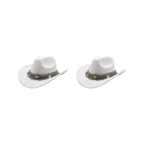 Timcryxient 2er-Set, leicht und bequem, für Kinder, Mädchen, Jazzes, breite Anwendung, Polyester, für Kinder, Wolle, hohl, Western-Cowboyhut, Weiß Timcryxient 2er-Set, leicht und bequem, für Kinder, Mädchen, Jazzes, breite Anwendung, Polyester, für Kinder, Wolle, hohl, Western-Cowboyhut, Weiß von Timcryxient