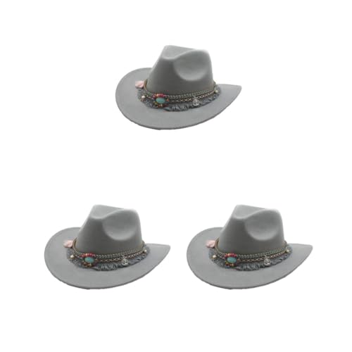 Timcryxient 3er-Set, leicht und bequem, für Kinder, Mädchen, Jazzes, breite Anwendung, Polyester, Wolle, hohl, Western-Cowboyhut, Grau Timcryxient 3er-Set, leicht und bequem, für Kinder, Mädchen, Jazzes, breite Anwendung, Polyester, Wolle, hohl, Western-Cowboyhut, Grau von Timcryxient