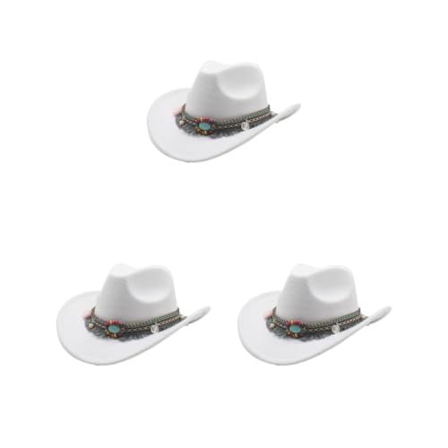 Timcryxient 3er-Set, leicht und bequem, für Kinder, Mädchen, Jazzes, breite Anwendung, Polyester, für Kinder, Wolle, hohl, Western-Cowboyhut, Weiß Timcryxient 3er-Set, leicht und bequem, für Kinder, Mädchen, Jazzes, breite Anwendung, Polyester, für Kinder, Wolle, hohl, Western-Cowboyhut, Weiß von Timcryxient
