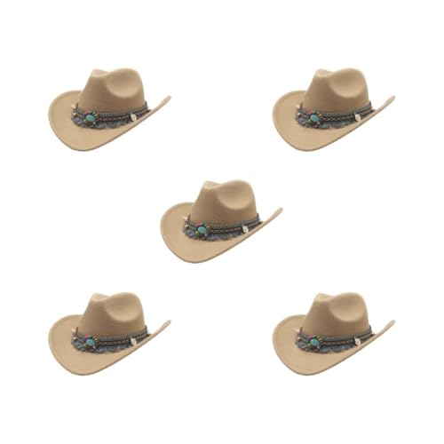 Timcryxient 5 Sets leichte und bequeme Kinder Mädchen Jazzes Hut breite Anwendung Polyester Kinder Wolle hohl Western Cowboyhut Hellbraun Timcryxient 5 Sets leichte und bequeme Kinder Mädchen Jazzes Hut breite Anwendung Polyester Kinder Wolle hohl Western Cowboyhut Hellbraun von Timcryxient