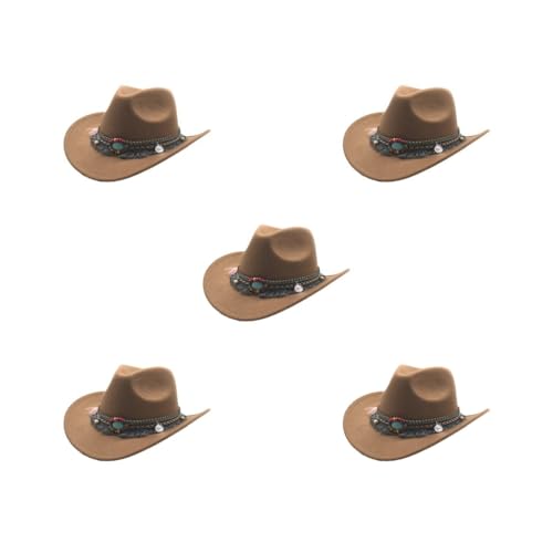 Timcryxient 5 Sets leichter und bequemer Jazz-Hut für Kinder, Mädchen, breite Anwendung, Polyester, Wolle, hohl, Western-Cowboyhut, Khaki Timcryxient 5 Sets leichter und bequemer Jazz-Hut für Kinder, Mädchen, breite Anwendung, Polyester, Wolle, hohl, Western-Cowboyhut, Khaki von Timcryxient