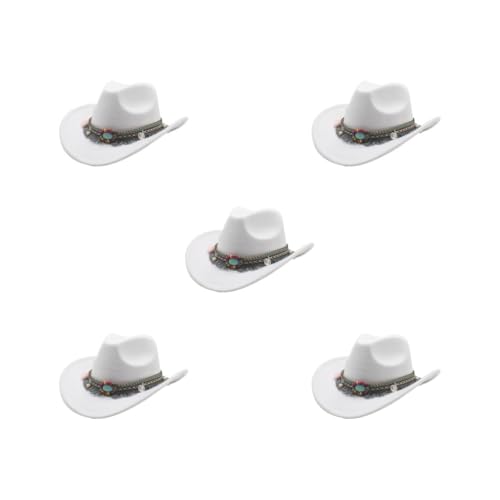 Timcryxient 5 Sets leichter und bequemer Jazz-Hut für Kinder, Mädchen, breite Anwendung, Polyester, für Kinder, Wolle, hohl, Western-Cowboyhut, Weiß Timcryxient 5 Sets leichter und bequemer Jazz-Hut für Kinder, Mädchen, breite Anwendung, Polyester, für Kinder, Wolle, hohl, Western-Cowboyhut, Weiß von Timcryxient