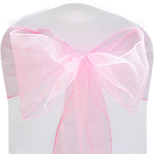 TtS 10X Organza Schleife 22cm x 280cm Stuhlhussen Stuhl Schärpe Band Organza Schleifenband -Baby Pink von Time to Sparkle