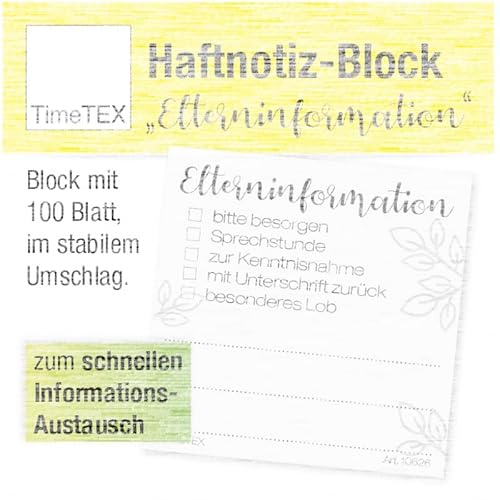 TimeTEX Haftnotiz-Block "Elterninformation" - 65 x 65 mm - 100 Blatt - 10626 von TimeTEX