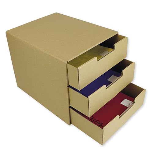 TimeTEX Natura Schubladen-Box A4 mit drei Schüben - aus Pappe - 10335 von TimeTEX