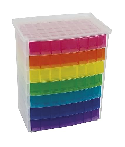 TimeTEX - Schubladen-Box Regenbogen | Schubladen-Box in 7 Farben, ideal für die Organisation und als Hingucker auf dem Schreibtisch. Aus 100% recycelbarem Polypropylen | Inhalt: 7 Schubladen von TimeTEX