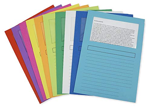 TimeTEX Set Dokumenten-Hüllen aus Pappe A4-Plus - 10 Stück, farbig - in 10 verschiedenen Farben - mit Sichtfenster und Beschriftungszeilen - 10330 von TimeTEX
