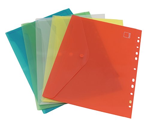 TimeTEX Set Dokumentenmappe A4 zum Abheften - 5-teilig - je 1 x rot - gelb - grün - blau - farblos - 10676 von TimeTEX