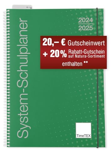 TimeTEX System-Schulplaner A4 Grün - Ringbuch mit Verschlussgummi - Schuljahr 2024-2025 - Lehrerkalender - Unterrichtsplaner - Timetex 10730 von TimeTEX
