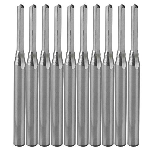 Gerade Oberfräsen-Bits CNC-Schaftfräser - 10 Stück Frässchneider Werkzeuge mit 2 Rillen, 0,08 Zoll (2 mm) Schnittdurchmesser Vollhartmetall CNC Bits Fräs-Sets für MDF PVC Acryl Gravur Schnitzen von Timelee