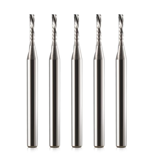 Timelee 1/8 Zoll Schaftdurchmesser 1,5 mm CED 8 mm CEL 1 Flöte Einrille Downcut Spiral-Fräser CNC-Fräser für Acryl, PVC, MDF, Aluminium, 5 Stück Timelee 1/8 Zoll Schaftdurchmesser 1,5 mm CED 8 mm CEL 1 Flöte Einrille Downcut Spiral-Fräser CNC-Fräser für Acryl, PVC, MDF, Aluminium, 5 Stück von Timelee