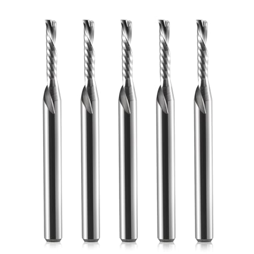 Timelee 1/8 Zoll Schaftdurchmesser 2 mm CED 10 mm CEL 1 Rille Einzelrille Downcut Spiral-Fräser CNC-Fräser für Acryl, PVC, MDF, Aluminium, 5 Stück Timelee 1/8 Zoll Schaftdurchmesser 2 mm CED 10 mm CEL 1 Rille Einzelrille Downcut Spiral-Fräser CNC-Fräser für Acryl, PVC, MDF, Aluminium, 5 Stück von Timelee