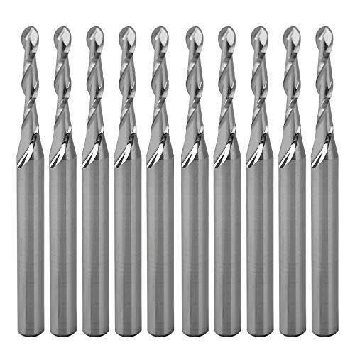 Timelee CNC-Fräser, 1/8-Zoll-Schaft, 2 mm x 12 mm, Kugelfräser, Spiralfräser, 2 Rillen, Hartmetall-Schaftfräser zum Gravieren, Fräsen, 3D-Formen, Schruppen, Acryl, Holz, PVC, Aluminium, 10 Stück Timelee CNC-Fräser, 1/8-Zoll-Schaft, 2 mm x 12 mm, Kugelfräser, Spiralfräser, 2 Rillen, Hartmetall-Schaftfräser zum Gravieren, Fräsen, 3D-Formen, Schruppen, Acryl, Holz, PVC, Aluminium, 10 Stück von Timelee