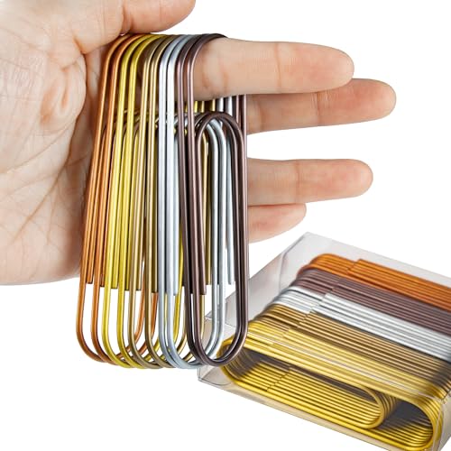 Riesige Büroklammern, 40 Stück, 10,2 cm, große Büroklammern, 100 mm, Jumbo, glattes Metall, mehrfarbig, Büroklammern für Büro, Schule, Dokumentenorganisation Riesige Büroklammern, 40 Stück, 10,2 cm, große Büroklammern, 100 mm, Jumbo, glattes Metall, mehrfarbig, Büroklammern für Büro, Schule, Dokumentenorganisation von Timenu