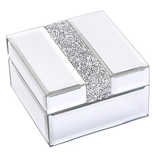Timetrace Kleine Glas-Schmuckschatulle mit silberfarbenen Diamanten, dekorative Box, Andenken-Box, Schmuck-Organizer, Aufbewahrungs-Organizer für Frauen und Mädchen, luxuriöses Geschenk (verspiegelt) Timetrace Kleine Glas-Schmuckschatulle mit silberfarbenen Diamanten, dekorative Box, Andenken-Box, Schmuck-Organizer, Aufbewahrungs-Organizer für Frauen und Mädchen, luxuriöses Geschenk (verspiegelt) von Timetrace