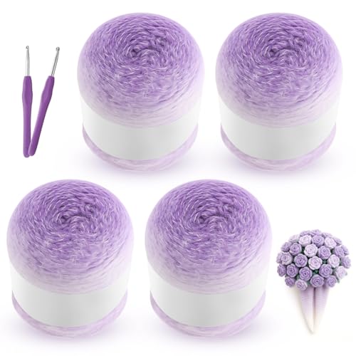 Timgle 4 Skins Farbverlaufskuchengarn zum Häkeln, Ombré-Garn mit 2 Häkelnadeln je 200 g, extra groß, violett, Ombré-Stricken für Sterne, Decken, Schals, Stricken, Geschenke, Bastelprojekte Timgle 4 Skins Farbverlaufskuchengarn zum Häkeln, Ombré-Garn mit 2 Häkelnadeln je 200 g, extra groß, violett, Ombré-Stricken für Sterne, Decken, Schals, Stricken, Geschenke, Bastelprojekte von Timgle
