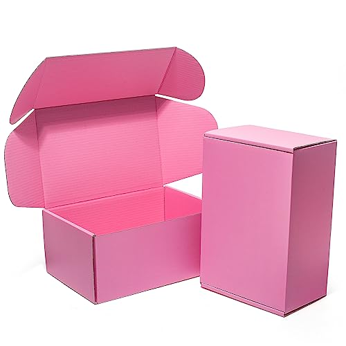 Timirog Versandkartons aus Wellpappe, 30,5 x 22,9 x 10,2 cm, Rosa, 20 Stück, für kleine Unternehmen, niedliche Laschen, Literatur-Versandtaschen, Verpackungszubehör zum Verpacken von Geschenken, von Timirog