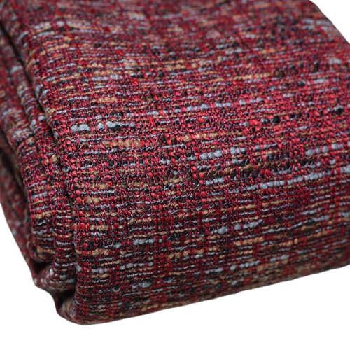 TinaKim Polsterstoff, Leinenimitat, Stoffmaterial für Stuhl, Sofa, Couth Reupholster (Dunkelrot, 91 cm) von TinaKim