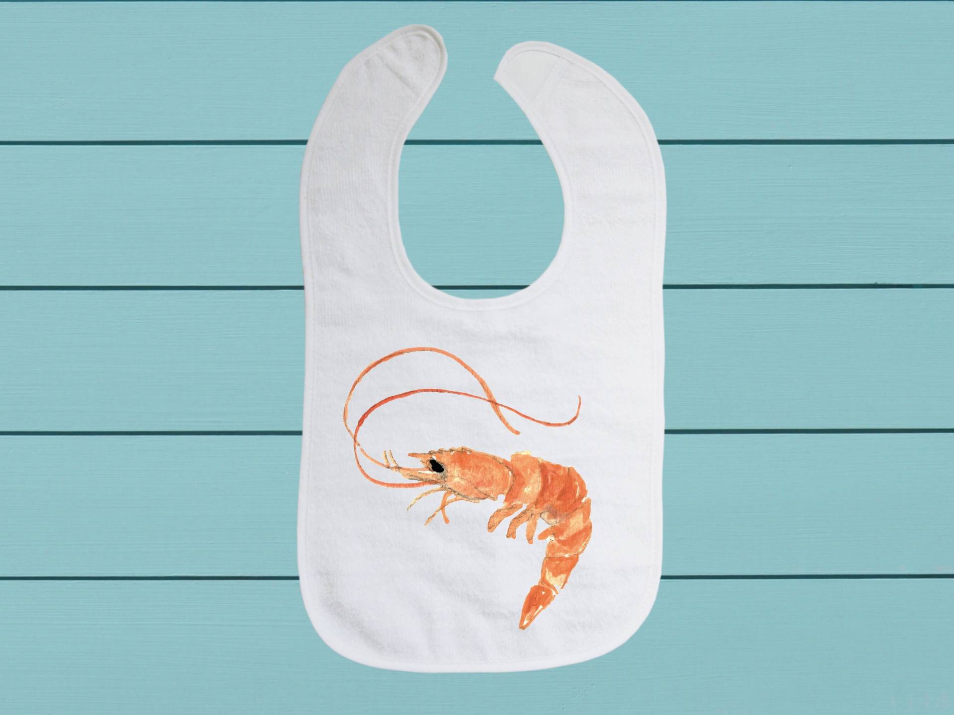 Shrimp Lätzchen - Baumwoll Frottee Tuch Baby Lätzchen Mit Weichem Verschluss von TinaLabadiniDesigns