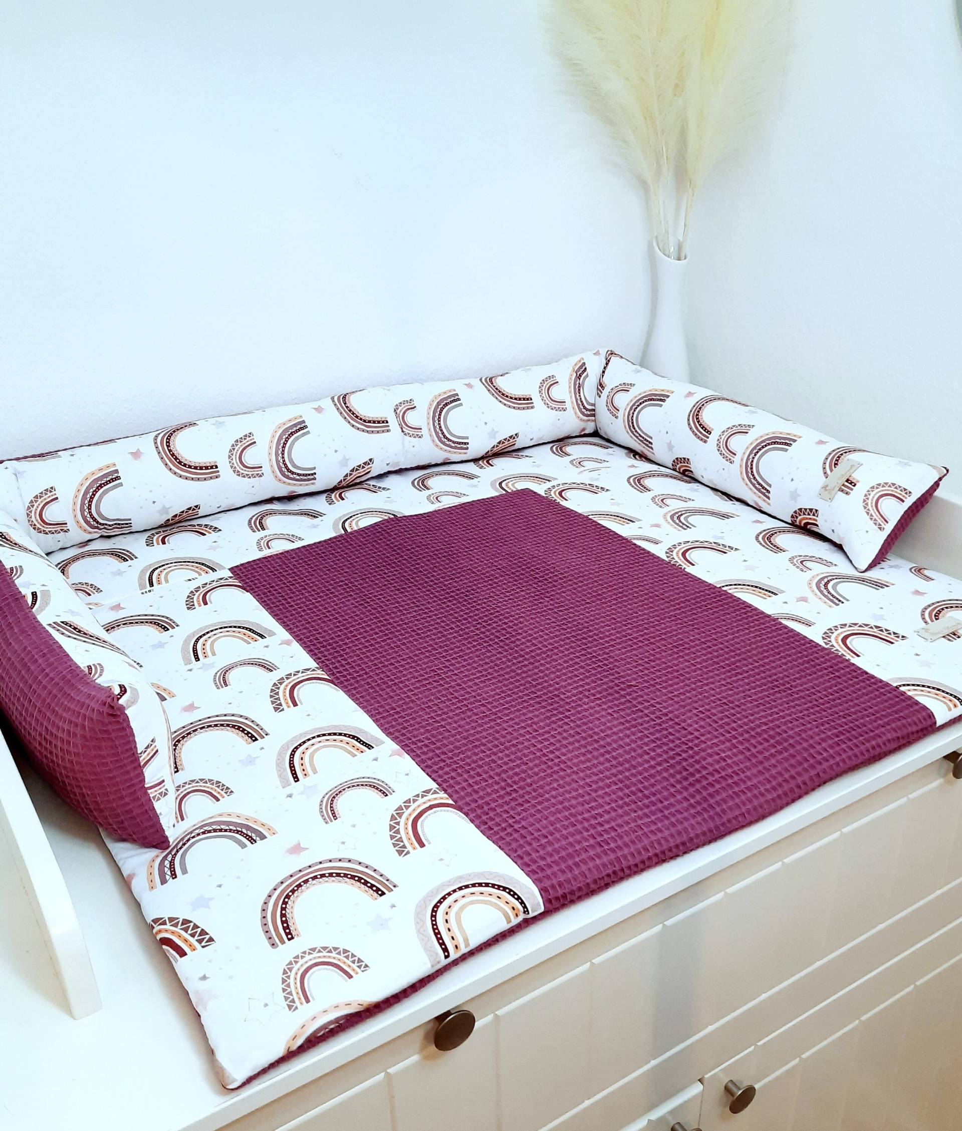 Wickelunterlage Regenbogen Braun/Wickelauflage Waffelpique Mauve Wickeltischauflage Wickeltischunterlage Wickelunterlage Regenbogen Braun/Wickelauflage Waffelpique Mauve Wickeltischauflage Wickeltischunterlage von TinasCharmelli