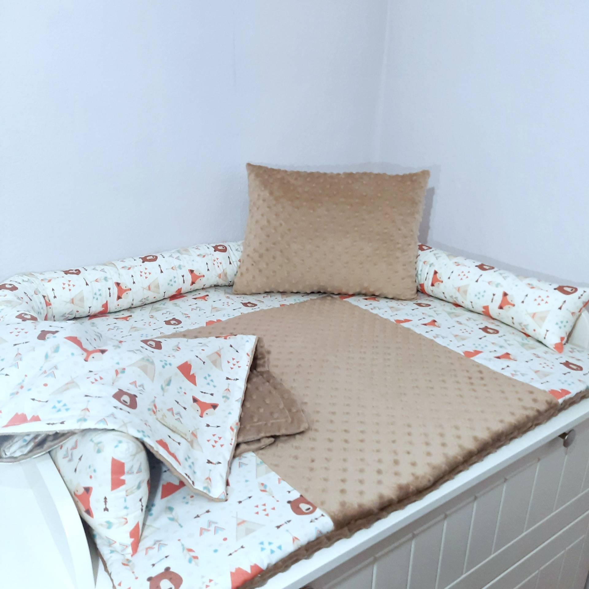 Wickelunterlage Waldtiere/Wickelauflage Babyausstattung Minky Beige Boho Fuchs Bär Wickelunterlage Waldtiere/Wickelauflage Babyausstattung Minky Beige Boho Fuchs Bär von TinasCharmelli
