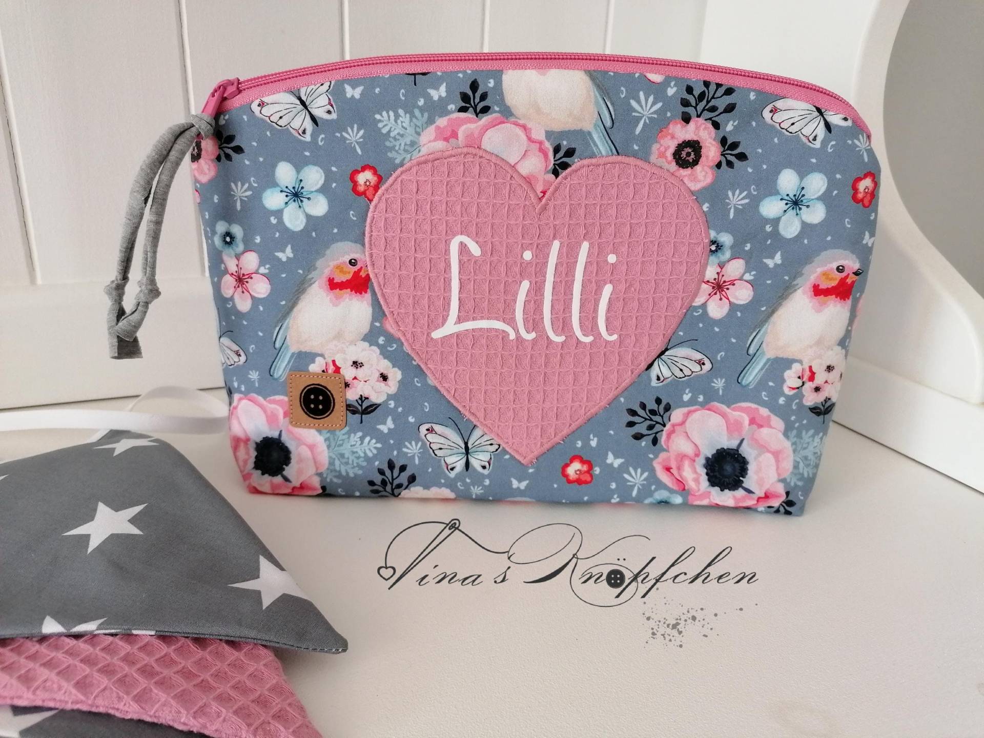 Windeltasche Pastell Mit Name, Altrosa /Grau, Taufgeschenk, Geschenk Zur Geburt, Krone Windeltasche Pastell Mit Name, Altrosa /Grau, Taufgeschenk, Geschenk Zur Geburt, Krone von TinasKnoepfchen
