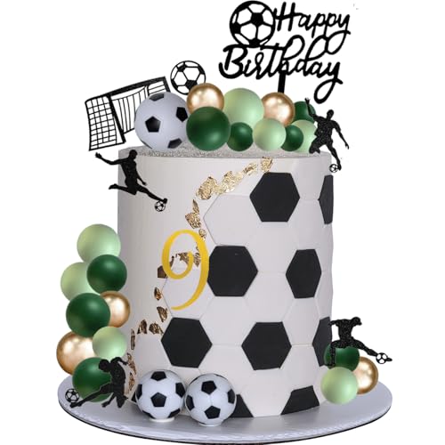 Tinbmoblic Tortenaufsatz, Motiv: Fußballspieler, Acryl, Zahlen 0–9, 45 Stück, Grün / Gold, Kugel, Kuchendekorationen für Fußball-Thema, Geburtstag, Sport, Partyzubehör Tinbmoblic Tortenaufsatz, Motiv: Fußballspieler, Acryl, Zahlen 0–9, 45 Stück, Grün / Gold, Kugel, Kuchendekorationen für Fußball-Thema, Geburtstag, Sport, Partyzubehör von Tinbmoblic