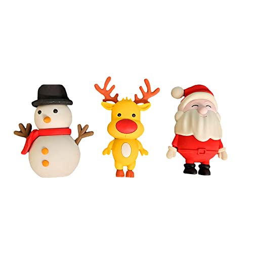 Tinc Niedliche Weihnachts-Radiergummis, Weihnachtsstrumpffüller, 3 Stück, lustige Neuheit Kinder-Schreibwaren, mehrfarbig von Tinc