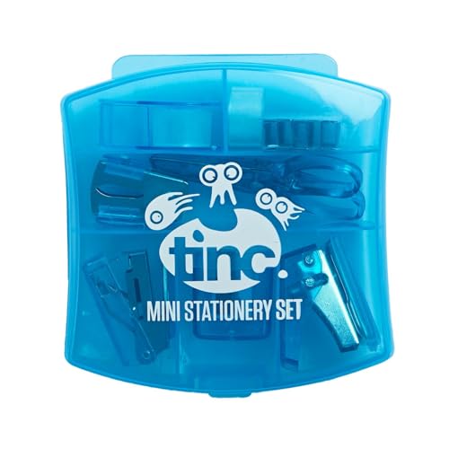 Tinc Mini-Schreibwarenset, mit wesentlichen Zubehörteilen, für Büro und Schule, 6er-Set, Farben Lila und Blau, kompakt und praktisch, für optimale Organisation von Tinc