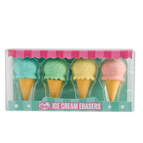 Tinc Pastell-Eiscreme-Radiergummi-Sammelpackung für Kinder – Verwendung in der Schule und Hausaufgaben (S4ICECRE) von Tinc