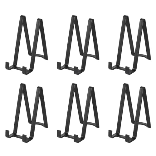 Tincogo 6 Stück Tellerständer Tellerhalter aus Kunststoff - Plastik Staffelei Ständer für große Teller, Bilderrahmen, Foto, Bücher, Kunst - Höhe 8 Zoll (20 cm) - Schwarz von Tincogo