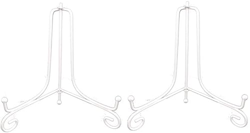 Tincogo 2 Stück Tellerständer Tellerhalter aus Metall - Eisen Staffelei Ständer für große Teller, Bilderrahmen, Bücher, Kunst - Weiß - Höhe 10 Zoll (25 cm) von Tincogo