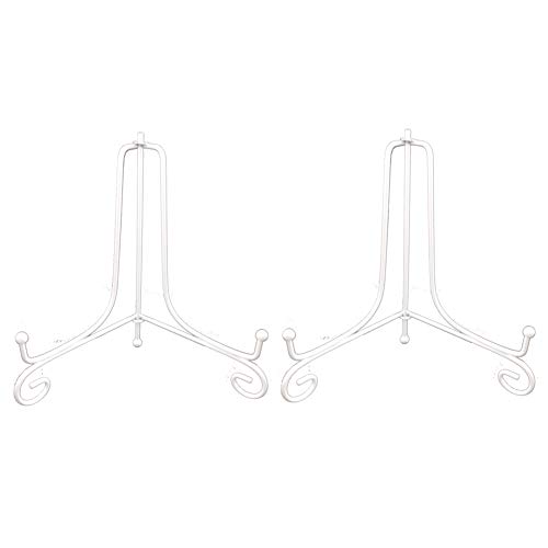 Tincogo 2 Stück Tellerständer Tellerhalter aus Metall - Eisen Staffelei Ständer für große Teller, Bilderrahmen, Bücher, Kunst - Weiß - Höhe 8 Zoll (20 cm) von Tincogo