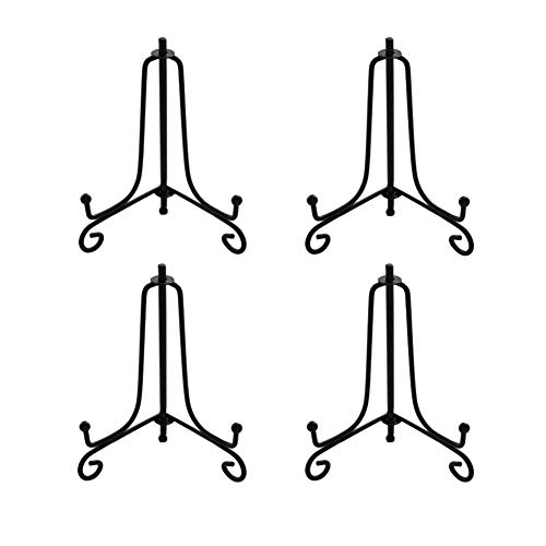 Tincogo 4 Stück Tellerständer Tellerhalter aus Metall - Eisen Staffelei Ständer für Teller, Bilderrahmen, Foto, Kunst - Schwarz - Höhe 3,5 Zoll (9,5 cm) von Tincogo