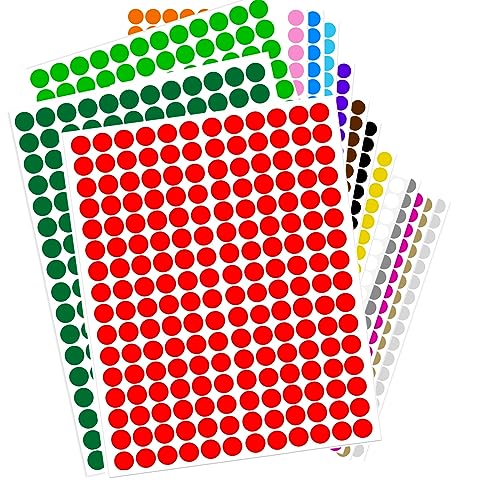 3264 Stück Runde Klebepunkte 10mm selbstklebende Punktaufkleber 16 Farben Farbkodierung Etiketten Markierungspunkte für Büro, Familie, Schule, Kinder, Freizeit von TingDongWei