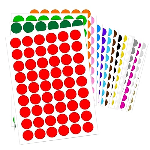 864 Stück Runde Klebepunkte 20mm selbstklebende Punktaufkleber 16 Farben Farbkodierung Etiketten Markierungspunkte für Büro, Familie, Schule, Kinder, Freizeit von TingDongWei