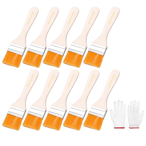 Kleine Pinsel mit weichen Borsten, Holzgriff, inklusive 1 Paar Handschuhe für Kanten, Malerei, Wände und Schränke, 10 Stück Kleine Pinsel mit weichen Borsten, Holzgriff, inklusive 1 Paar Handschuhe für Kanten, Malerei, Wände und Schränke, 10 Stück von TingHaoO