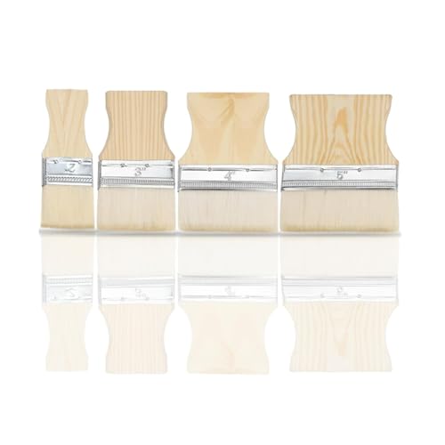 Malerpinsel mit Holzgriff, Flachpinsel, professionelle Pinsel mit Wollborsten, einfach zu bedienen, leicht zu reinigen, quadratisch, 4 Stück Malerpinsel mit Holzgriff, Flachpinsel, professionelle Pinsel mit Wollborsten, einfach zu bedienen, leicht zu reinigen, quadratisch, 4 Stück von TingHaoO