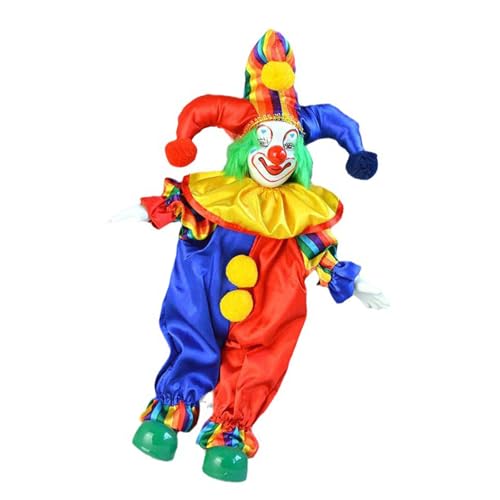 TingHaoO 38 cm große, lächelnde bunte Porzellan-Clown-Puppen mit beweglichen Gelenken, für Kindergeburtstagsgeschenk und Feiertagsdekoration, Festtagsdekoration TingHaoO 38 cm große, lächelnde bunte Porzellan-Clown-Puppen mit beweglichen Gelenken, für Kindergeburtstagsgeschenk und Feiertagsdekoration, Festtagsdekoration von TingHaoO